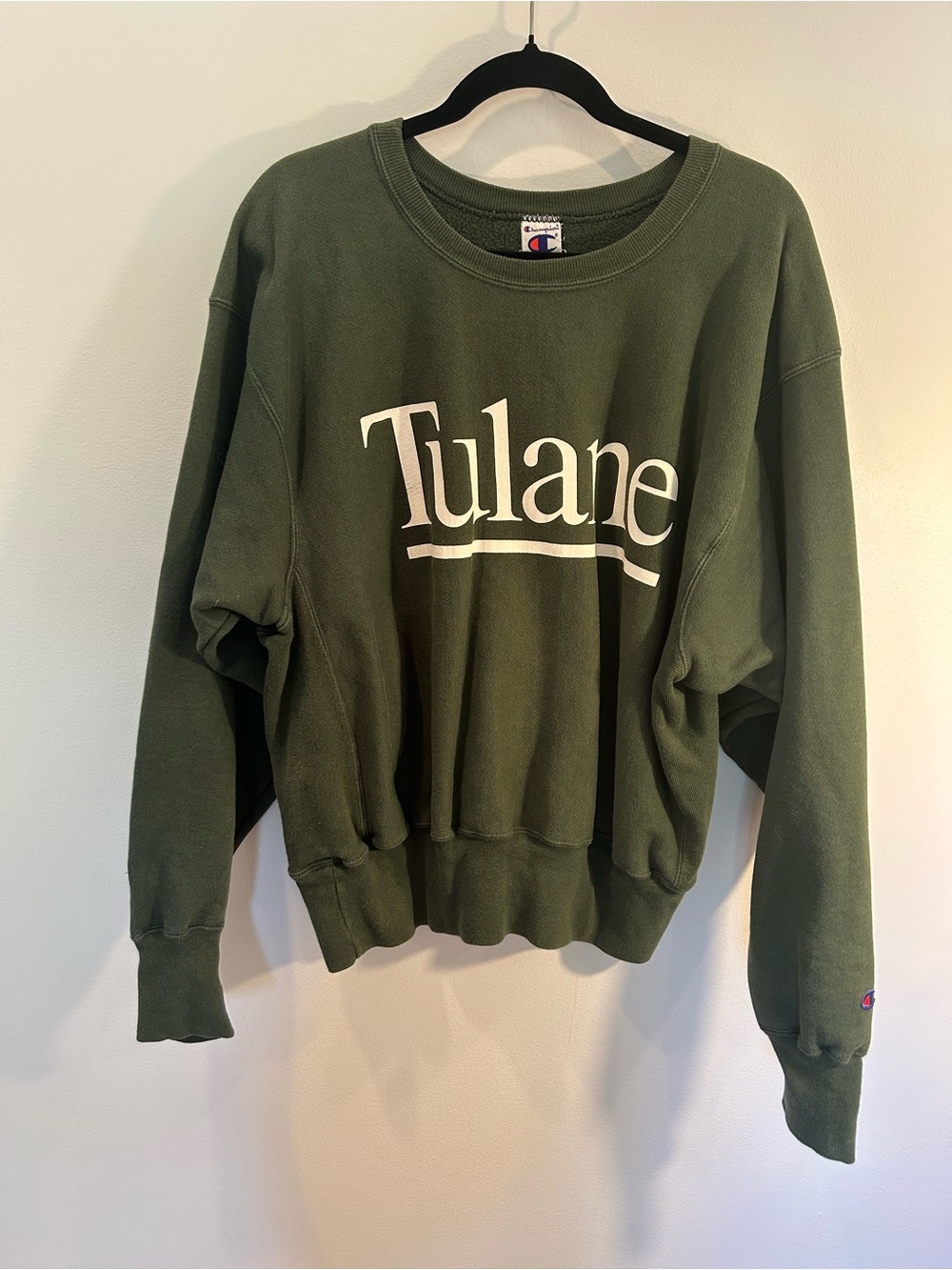 Vintage Champion Tulane Olive Green Crewneck Sweatshirt Size Large